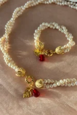 İkili Sarmal Altın Uyumlu İnci Set - Görsel 3