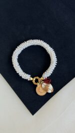 Yaprak ve Nar Charmlı Gümüş Aparatlı Sarmaşık Bileklik